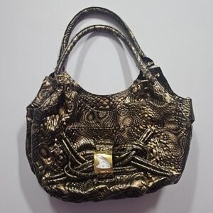 Elegant Gold Textured Women's Handbag